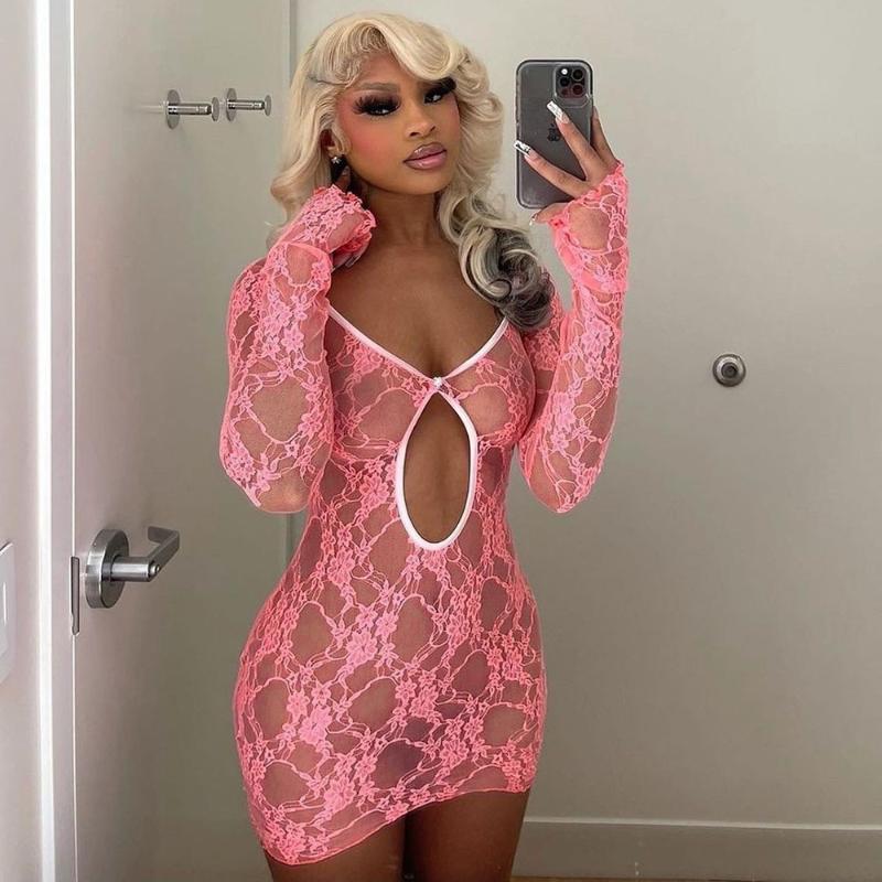 Casual Dresses Women Clothing 2022 Evening Outfits Sexy Hollow Out Mesh Dress See Through Lace Long Sleeve Bodycon Mini DressesCasual, Pink
Casual Dresses Women Clothing 2022 Evening Outfits Sexy Hollow Out Mesh Dress See Through Lace Long Sleeve Bodycon Mini DressesCasual, Pink