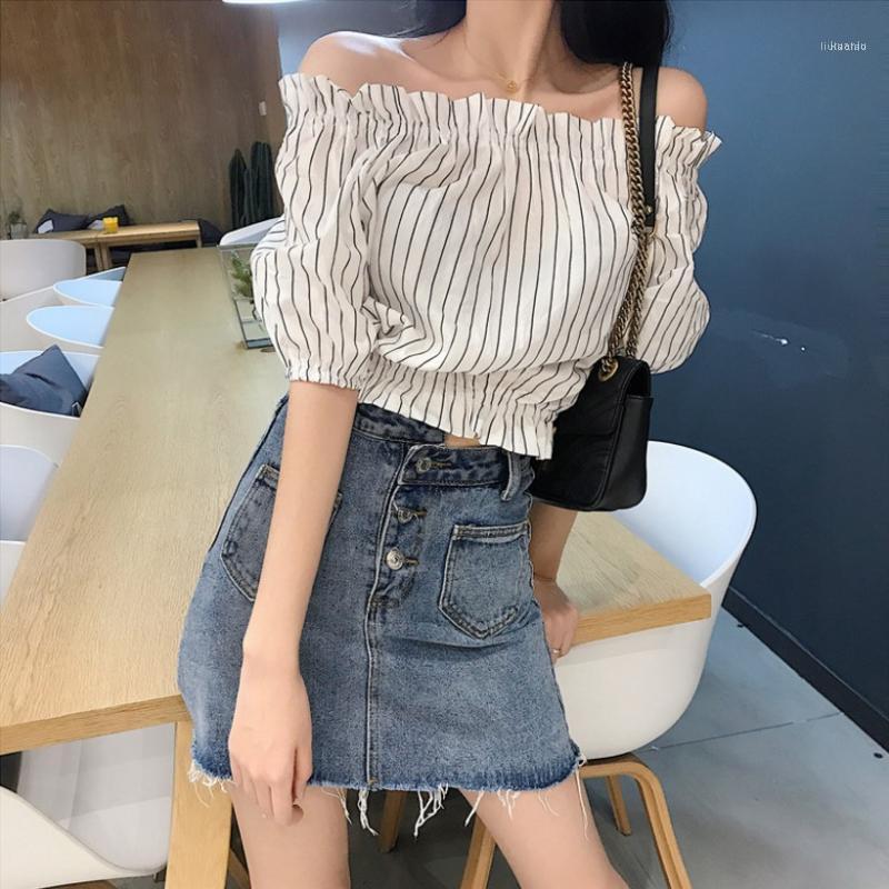 Summer Small Heart Striped Short Shirts Women Loose Half Sleeve Slash Neck Off Shoulder Elastic Waist Ruffles Casual Blouse Women's Blouses, Black
Summer Small Heart Striped Short Shirts Women Loose Half Sleeve Slash Neck Off Shoulder Elastic Waist Ruffles Casual Blouse Women's Blouses, Black