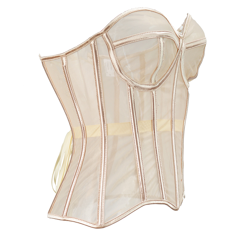 Women Ultra Lightweight Sexy Mesh Bridal Corset Bustier 2022 Spring New Goth Casual Vintage Slim Body Belts Streetwear See Through Corset XXS-5XL