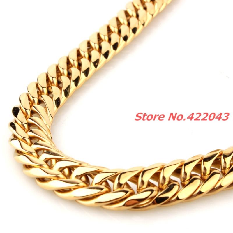 Chains 24" Long Huge Heavy 316L Stainless Steel Yellow Gold Color Cuban Chain Mens Necklace 13/16MM Top DesignChains
Chains 24" Long Huge Heavy 316L Stainless Steel Yellow Gold Color Cuban Chain Mens Necklace 13/16MM Top DesignChains