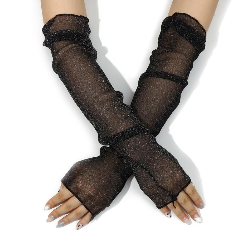 Women's Sun UV Protection Sheer Arm Sleeve Others Apparel Long Ultra-thin Lace Gloves Mesh Tulle Sunscreen Sleeves Fingerless Leg Cuff 1920s Sexy