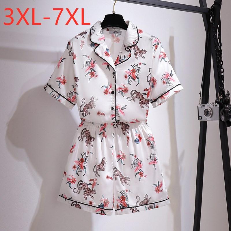 Women's Plus Size Tracksuits Ladies Summer Women Clothing Pajamas Sets Large Floral Shirt And Shorts Home Wear Suit 3XL  5XL 6XL 7XLWomen, White 
Women's Plus Size Tracksuits Ladies Summer Women Clothing Pajamas Sets Large Floral Shirt And Shorts Home Wear Suit 3XL  5XL 6XL 7XLWomen, White