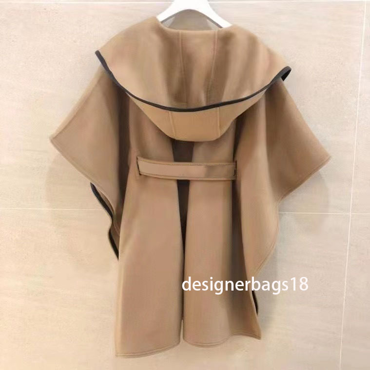 Womens long Wool Blends Autumn Winter Outerwaer Trendy Fashion Classic Letter Pattern Women jackets and Coats Bathrobe Style Asian Size coat black