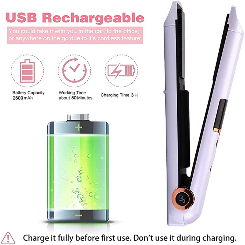 Wireless Hair Straightener Ceramic Mini Flat Iron Hair Curling Irons Styling Tools Cordless Beard Hair Straightener 220623