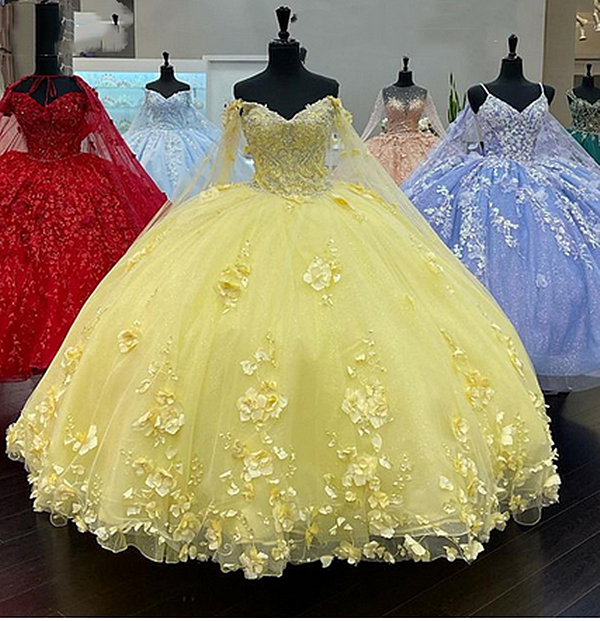 Princess Pink Flowers Quinceanera Dresses With Cap Off Shoulder Corset Ball Gown Long Tulle Prom Party Gowns Chic Floral Cinderella Sweet 16 Dress Ves