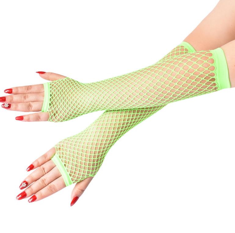 Fishnet Gloves 1920s Costume Accessories Fingerless Hollow Long Gloves Stretchy Opera Evening Pierced Elbow Length Glove Party Cosplay Props