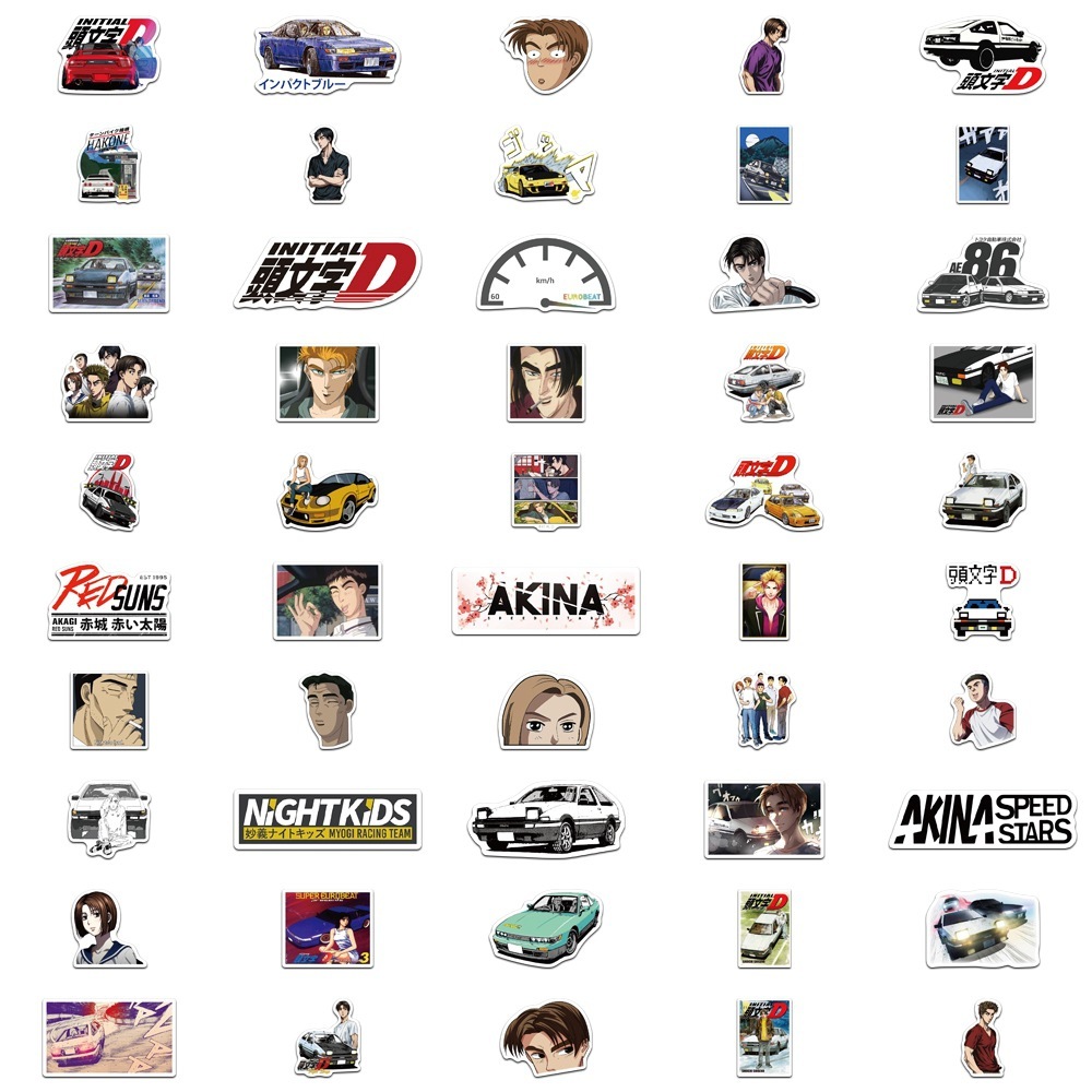 New Waterproof 10/30/50/100PCS Initial D Anime Stickers Graffiti Decals Car Phone Bike Guitar Luggage Laptop Cool Kid Toy Sticker sticker