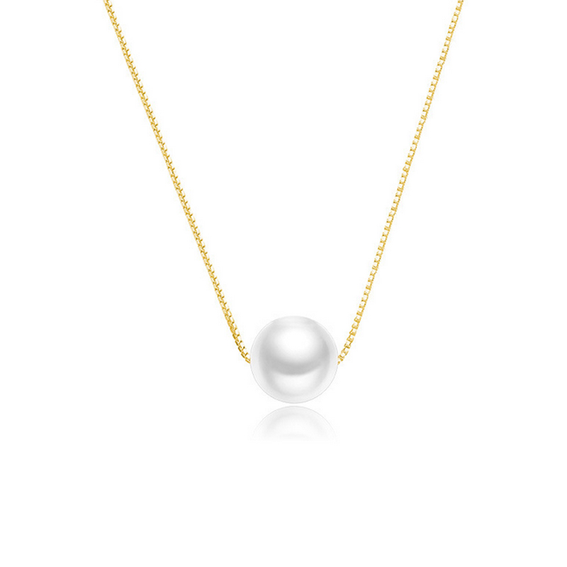 925 Sterling Silver Pearl Clavicle Chain Necklace Simple Style Women Short Chain Necklaces Gift for Love Girlfriend