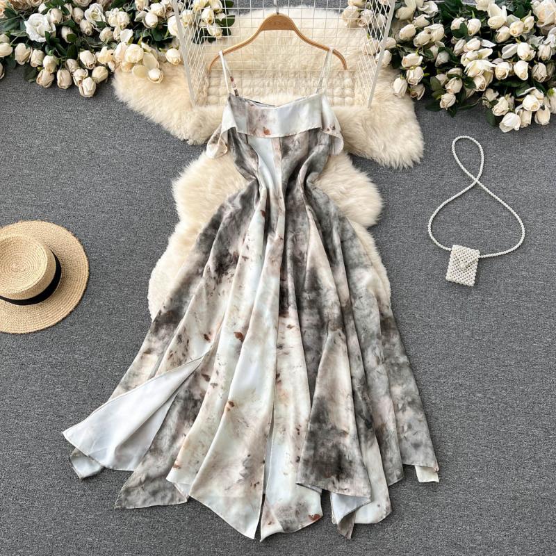 Casual Dresses Vintage Literary Sexy Temperament Spaghetti Strap Dress Summer Fashion Waist Slash Neck Flounced Edge Long DressCasual, Apricot
Casual Dresses Vintage Literary Sexy Temperament Spaghetti Strap Dress Summer Fashion Waist Slash Neck Flounced Edge Long DressCasual, Apricot