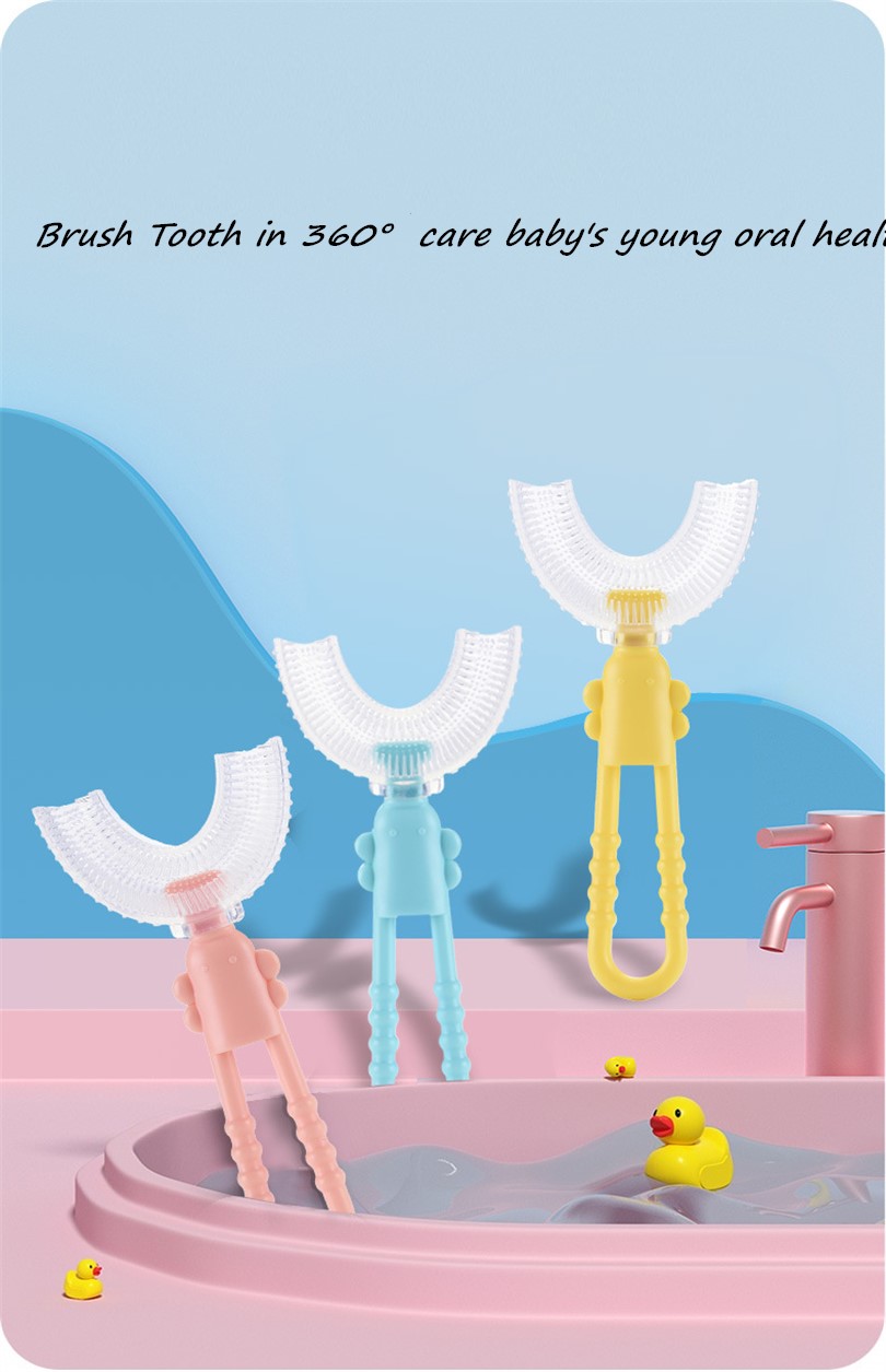 Children Silicone U Shape Toothbrush 4 Shades Teeth Brush Clean For Kids Tooth Stains Removal Baby Dental Healthy Care Oral Cleaning Brushes Tool