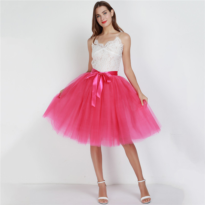 6Layers 65cm Fashion Tulle Skirt Pleated Tutu Skirts Women Lolita Petticoat Bridesmaids Sweet Party Midi Skirt Mini Skirt Dress 220701