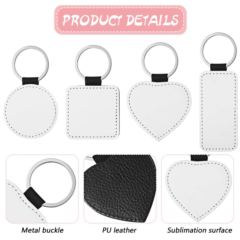Sublimation Blanks Keychain PU Leather Keychain Heat Transfer Keychain Keyring Sublimation Keyrings DIY Craft