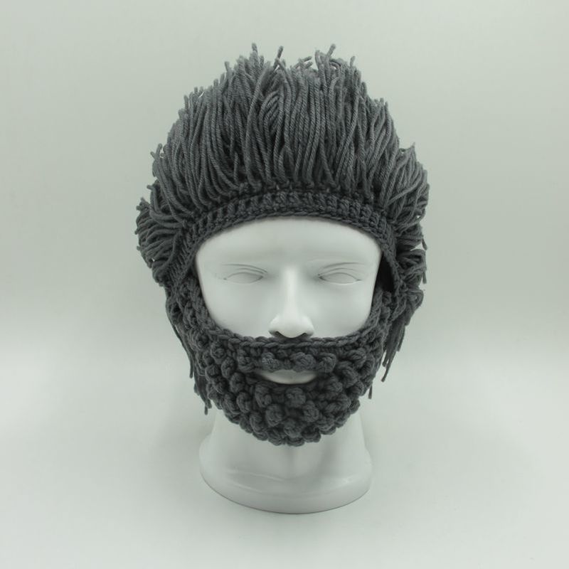 Wig Beard Hats Hobo Mad Scientist Caveman Handmade Knit Warm Winter Cap Men Women Halloween Gifts Funny Party Beanies 5 Colours 220812