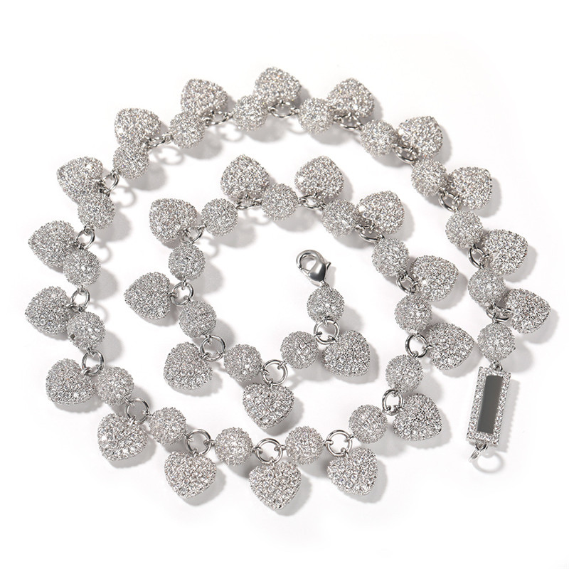 Hip Hop Necklaces Chain Zircon Bead Chain Gold Silver Plated Diamond Heart Necklace for Men Women
Hip Hop Necklaces Chain Zircon Bead Chain Gold Silver Plated Diamond Heart Necklace for Men Women
