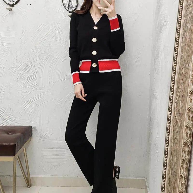 Women's Two Piece Pants Korean Fashion Patchwork Knitted Suit Spring Autumn V-Neck Long Sleeve Short Top Wide Leg Knitwear Casual Trend SetW, Apricot
Women's Two Piece Pants Korean Fashion Patchwork Knitted Suit Spring Autumn V-Neck Long Sleeve Short Top Wide Leg Knitwear Casual Trend SetW, Apricot