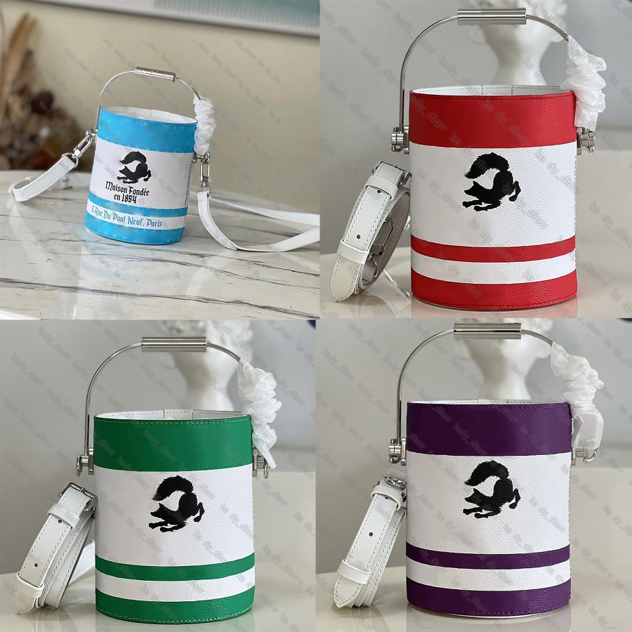 PAINT CAN metal handle Drawstring handbag shoulder bag removable leather strap top cross-body designer Luxury Cylinder Mini Bag q13E#
PAINT CAN metal handle Drawstring handbag shoulder bag removable leather strap top cross-body designer Luxury Cylinder Mini Bag q13E#