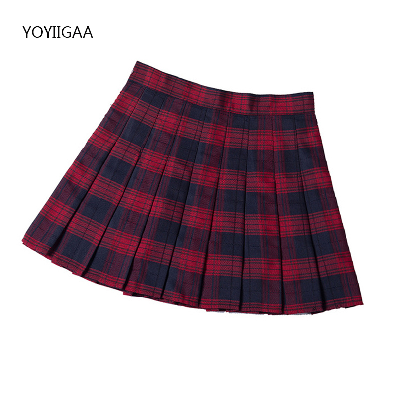Summer Women Pleated Skirts High Waist Female Mini Skirt Harajuku Preppy Style Ladies Plaid Skirts Sweet Girls Dance Mini Skirt 220701