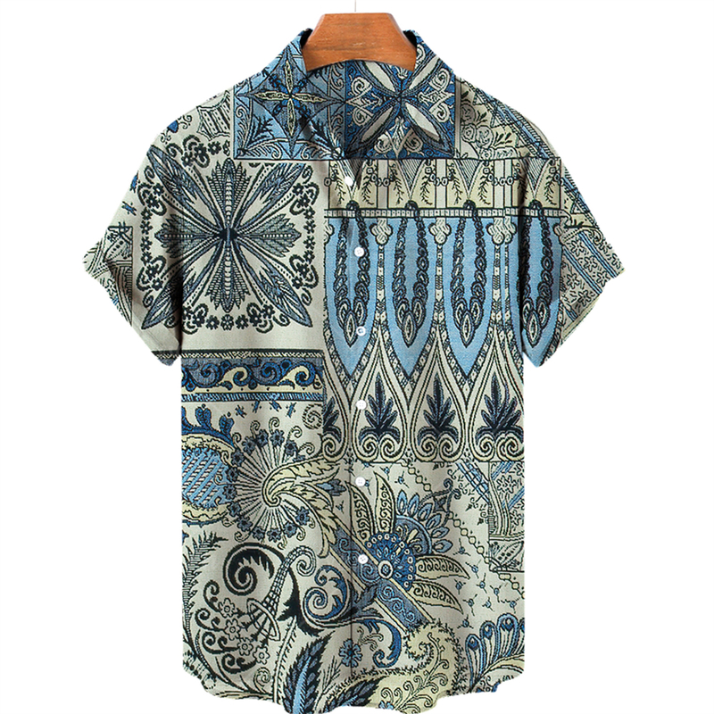 Mens Clothing 3D Hawaiian Shirt Men Fashion Cashew Flower Geometric Printed Shirts Singlebreasted Shirt For Men Tops 220712