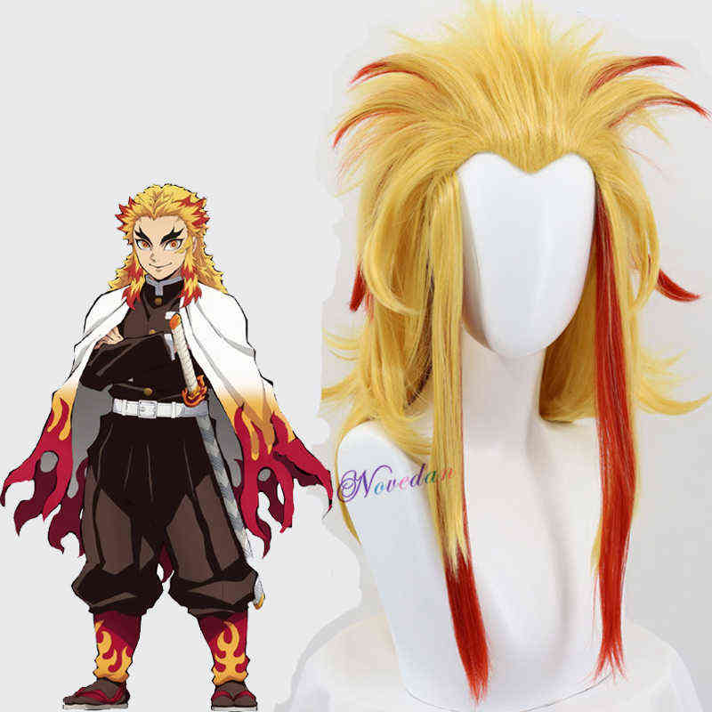 Rengoku Kyoujurou Cosplay Anime Demon Slayer Cosplay Costume Kimono Kimetsu no Yaiba Cosplay Uniforms Wig AA220324