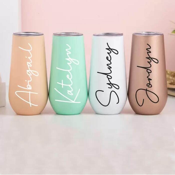 6oz Champagne Tumbler Mugs Insulated Stemless Flutes Bridesmaid Tumblers with Lid Stainless Steel Wine Tumbler Gift F0622G02
6oz Champagne Tumbler Mugs Insulated Stemless Flutes Bridesmaid Tumblers with Lid Stainless Steel Wine Tumbler Gift F0622G02