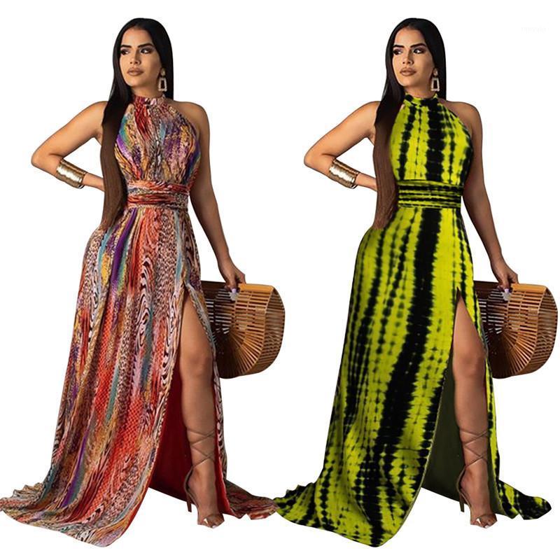 Women' Sexy Halter Neck Dress Tie Dye Rainbow Print Sleeveless High Slit Summer Long Casual Dresses, Green
Women' Sexy Halter Neck Dress Tie Dye Rainbow Print Sleeveless High Slit Summer Long Casual Dresses, Green