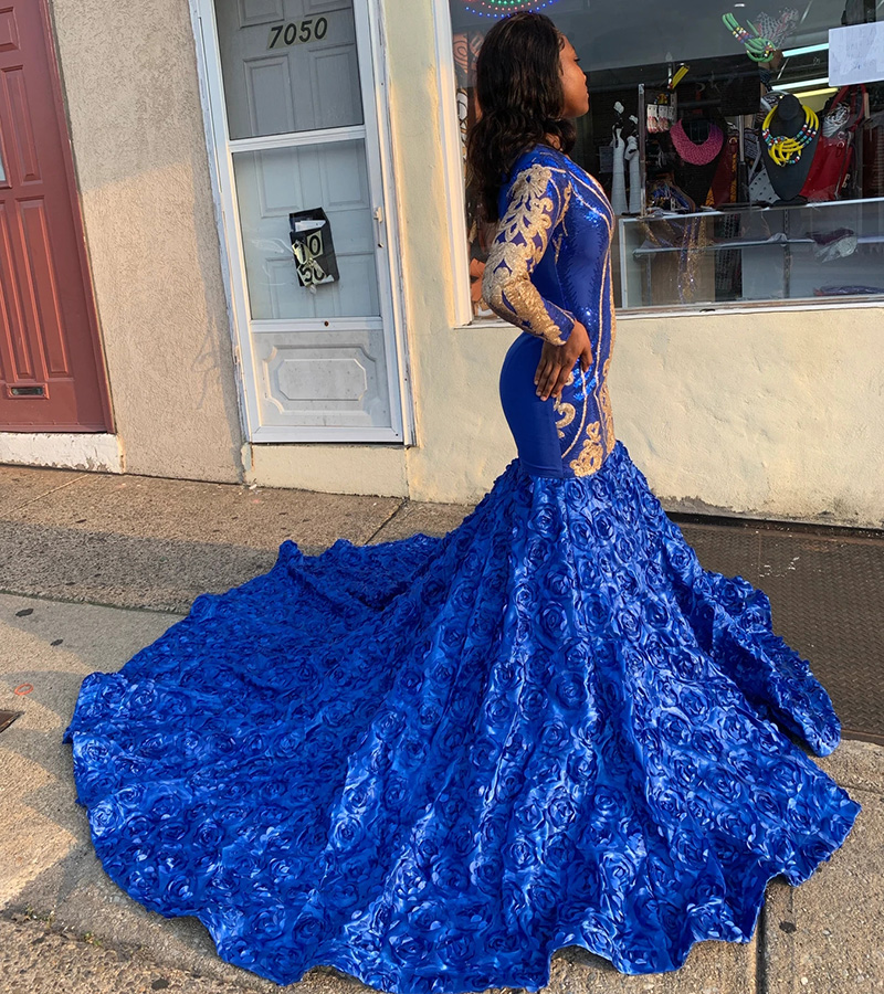 Long Sleeve Black Girls Evening Dress 2022 Sexy V Neck Plus Size African Prom Dress With Bottom Rose Formal Women Party Gown Arabic Robes De Soirée 20