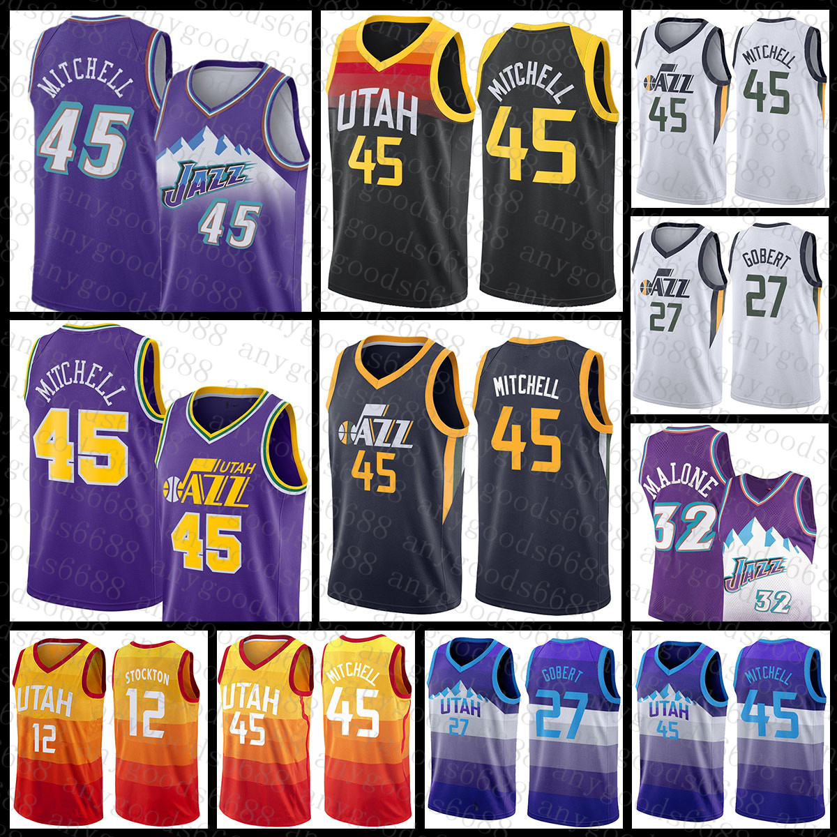 Utah''Jazz''Men 32 12 Donovan Mitchell Rudy Gobert Basketball Jersey 45 27 John Stockton Karl Malone 011
Utah''Jazz''Men 32 12 Donovan Mitchell Rudy Gobert Basketball Jersey 45 27 John Stockton Karl Malone 011