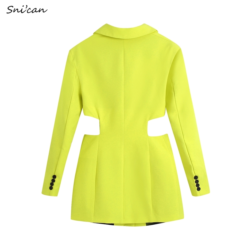 Hollow Out Waist Blazer Jacket Sexy Office Laidies Long Sleeve Bodycon Outwear Women Summer Robe Chemise Femme Chic Coat Abrigo 220402