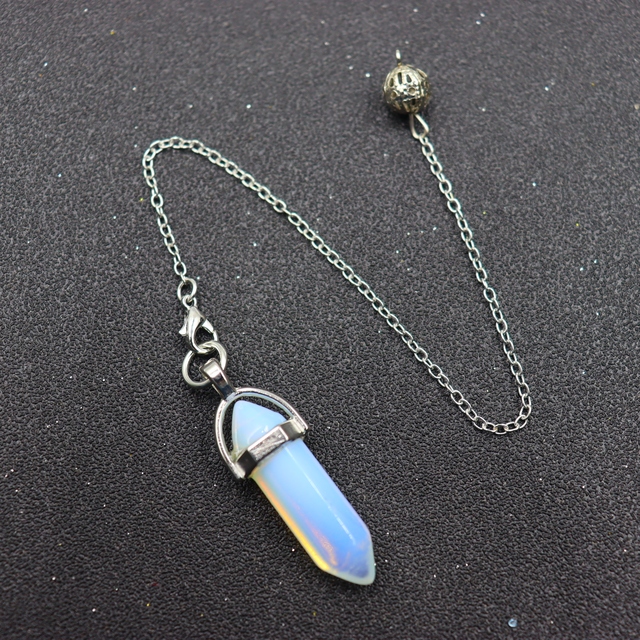 Natural Stone charms Pendulum for Dowsing Divination Hexagonal Prism Quartz Bullet Pendulum Energy Healing Crystal Reiki Chakra Pendulo