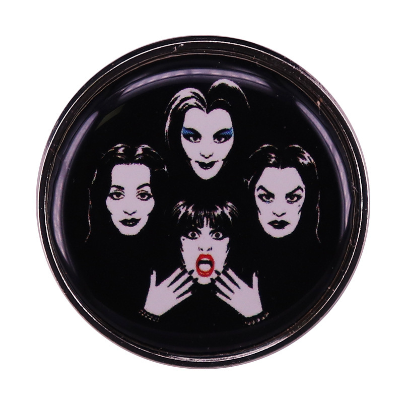 Gothic Queens Lapel Pin Goth Halloween Queen Elvira Vampira Lily Morticia Medal Brooch Accessories Unique Jewelry Gift, As picture
Gothic Queens Lapel Pin Goth Halloween Queen Elvira Vampira Lily Morticia Medal Brooch Accessories Unique Jewelry Gift, As picture