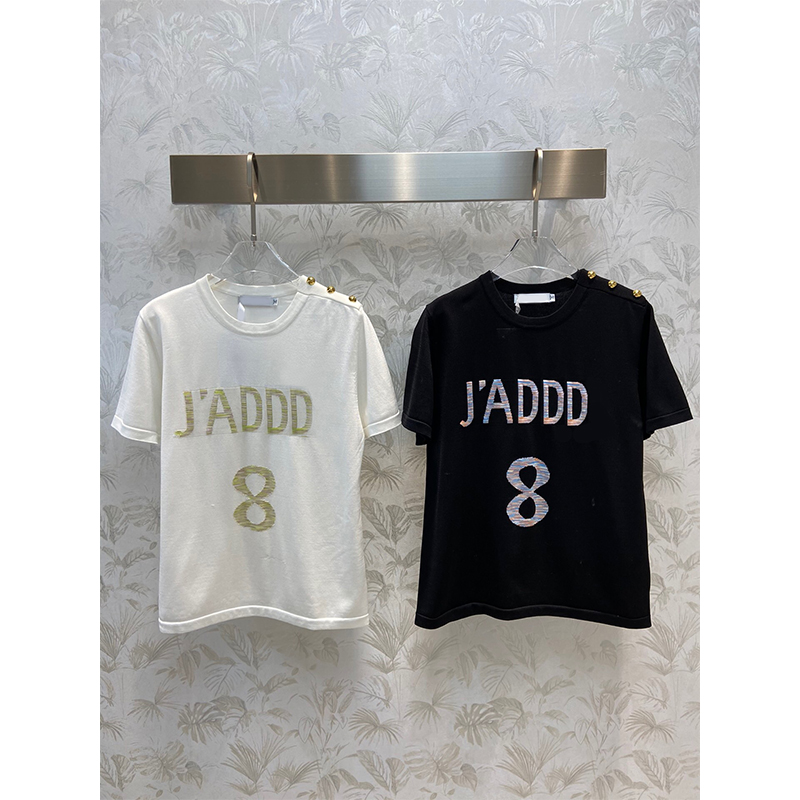 Fashion New Summer Gold Button Letter Pattern O-Neck T shirt Elegant Lady Short Sleeve Loose Top Shirt Tees 2022, Black
Fashion New Summer Gold Button Letter Pattern O-Neck T shirt Elegant Lady Short Sleeve Loose Top Shirt Tees 2022, Black