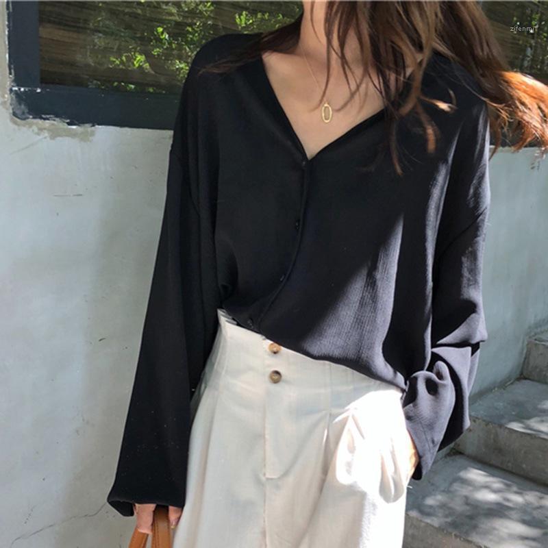 Colors Women V Neck Blouse Loose Long Sleeve Tops Female Chiffon Blouses Solid Color Shirts 2022 Women's &, As picture shows 
Colors Women V Neck Blouse Loose Long Sleeve Tops Female Chiffon Blouses Solid Color Shirts 2022 Women's &, As picture shows