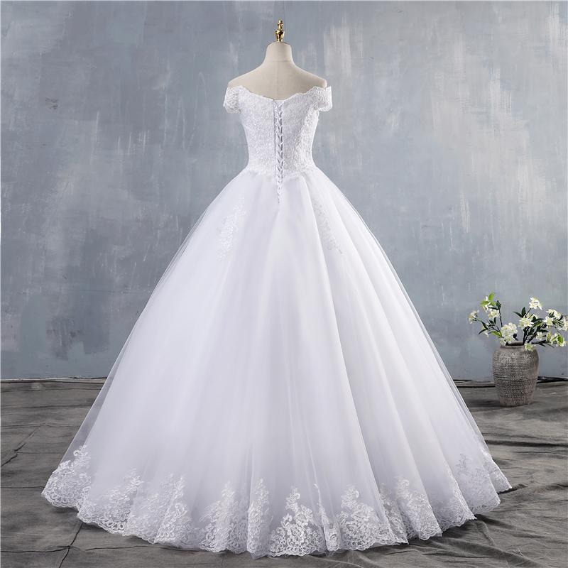 Classic White A Line Wedding Dress Real Pictures Floor Length Off Shoulder Bridal Gowns Appliques Lace Country Bride Wedding Dresses Custom Made Robe 