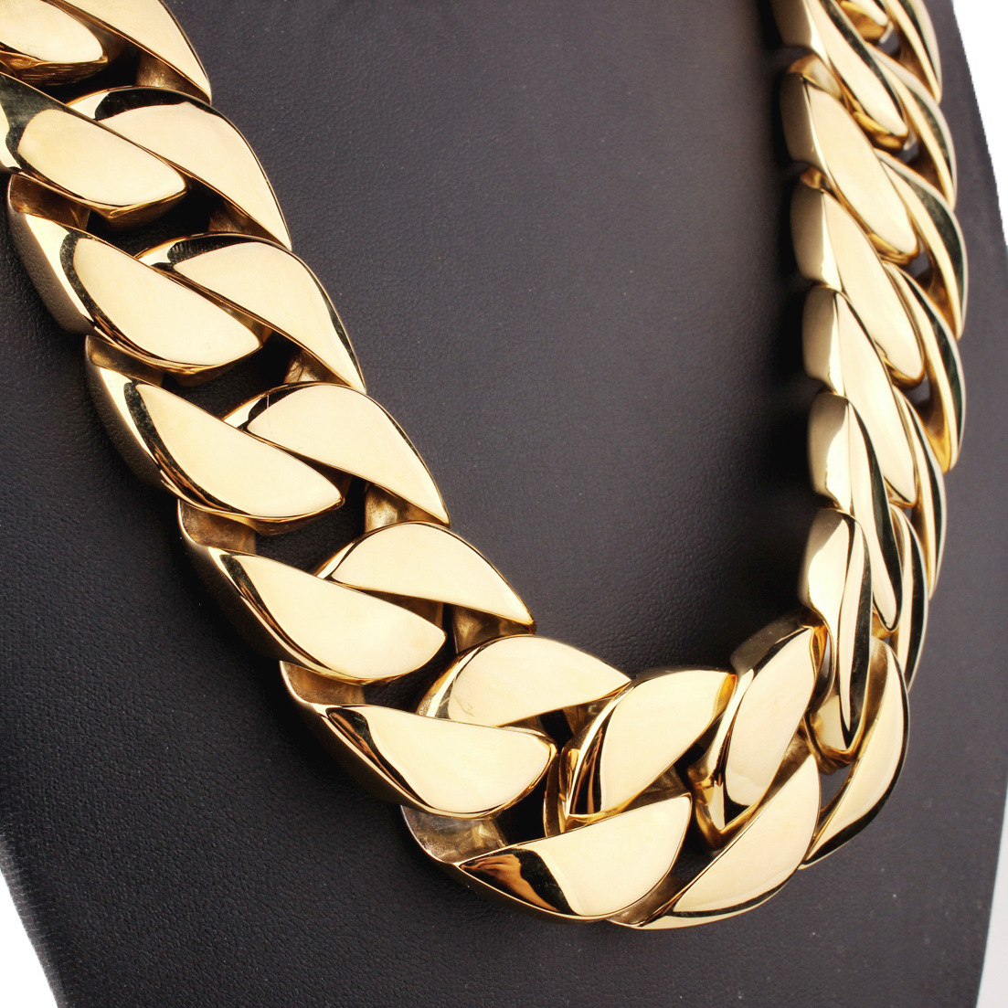 Big Heavy 31MM Wide Shiny Cuban Link Necklace Men Hip Hop Stainless Steel Chunky Miami Curb Chains Hand-polished Casting Bracelet Hip Hop Wolf Tide Pu
