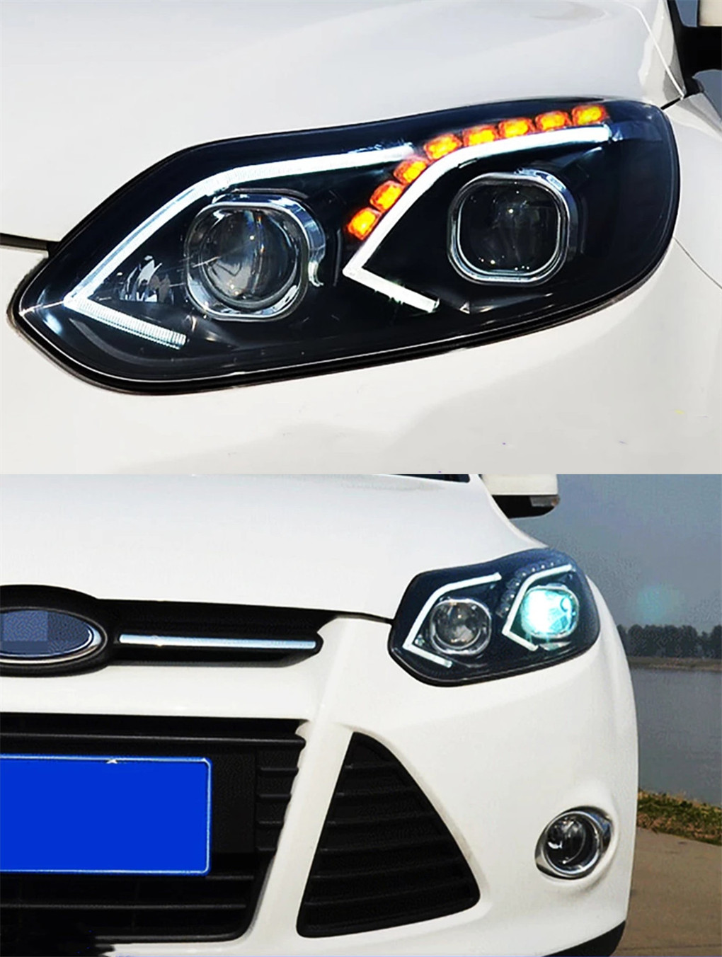 Automobile Headlights For Ford Focus LED Headlight 2012-2014 Car Front Lamp Xenon Bulb Daytime Turn Signal Lights
