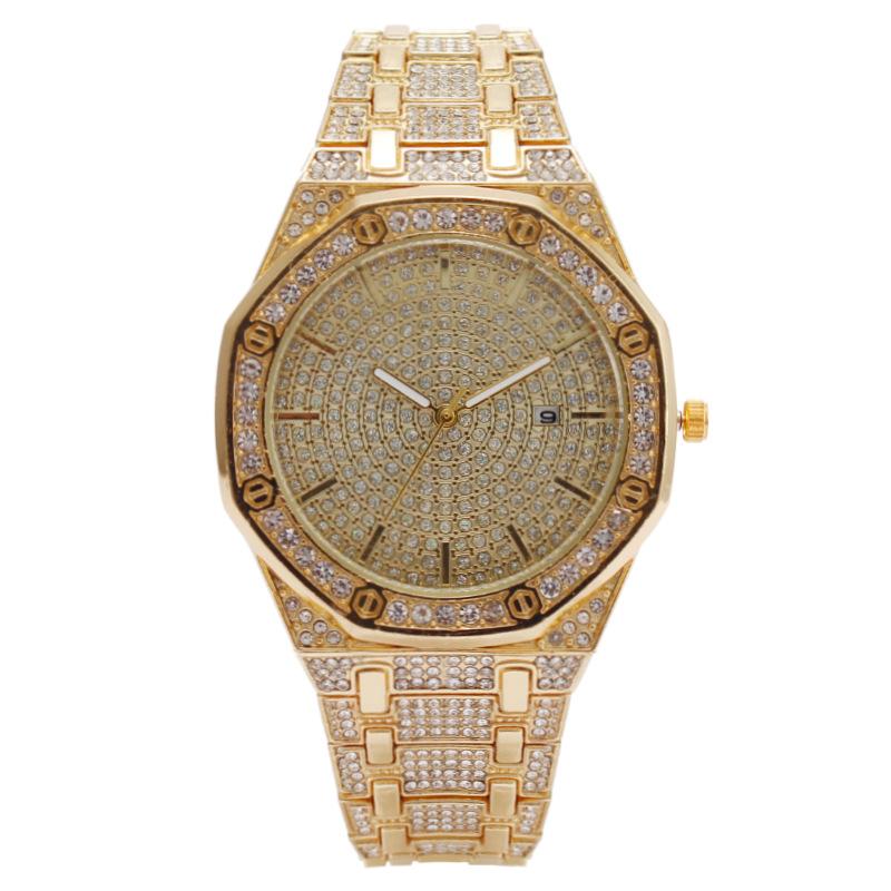 Wristwatches Fashion Round Quartz Full Rhinestone Dial Casual Watches Luxury Stainless Strap Fashionable Clock Waterproof Wristwatch For Men, Black 
Wristwatches Fashion Round Quartz Full Rhinestone Dial Casual Watches Luxury Stainless Strap Fashionable Clock Waterproof Wristwatch For Men, Black