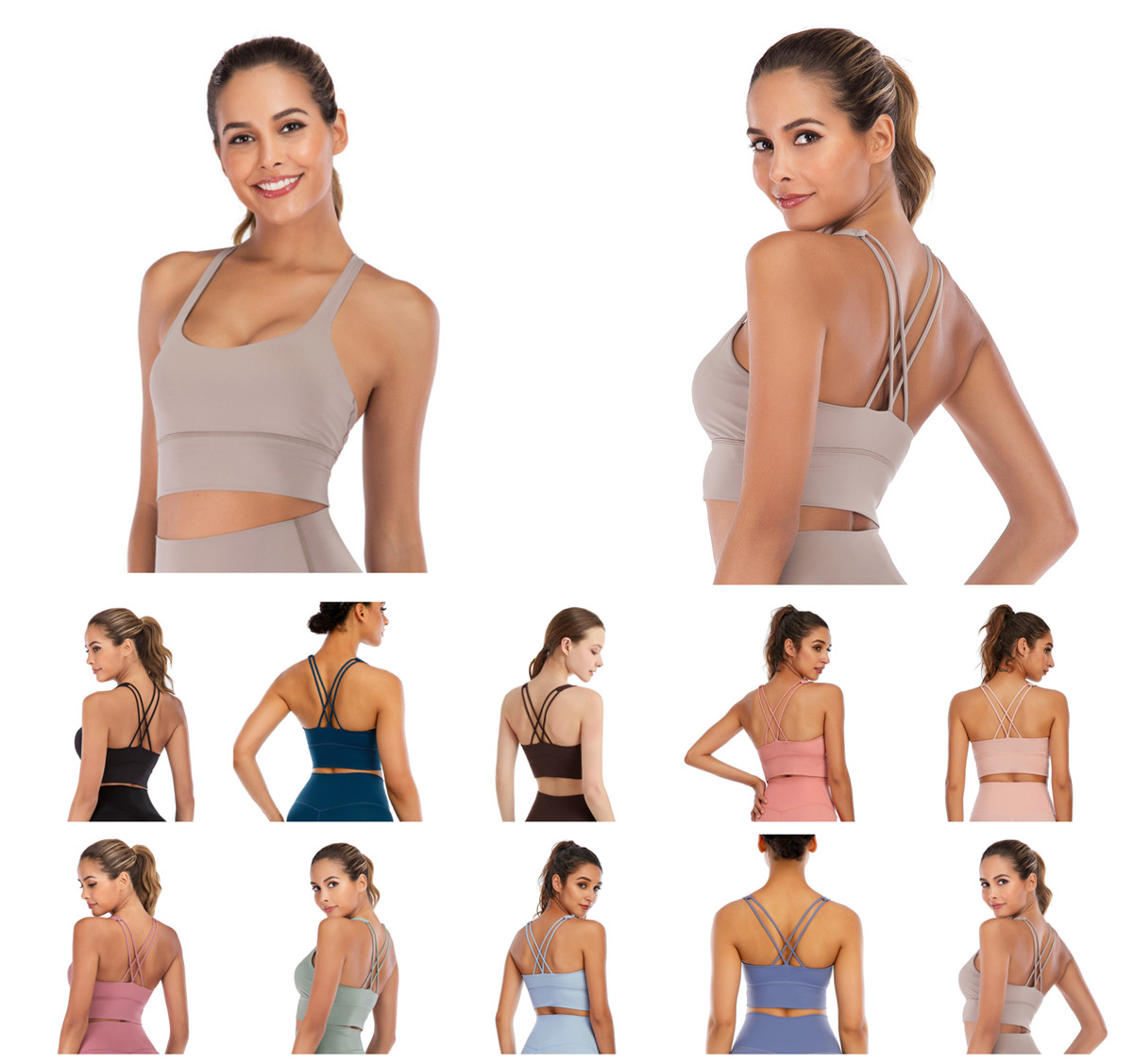 

LU Solid Color Women Sports Bra YOGA Strappy Sports Bras for Women - Criss Cross Back Sexy Wireless Padded Yoga Bra Cute Workout, H9#