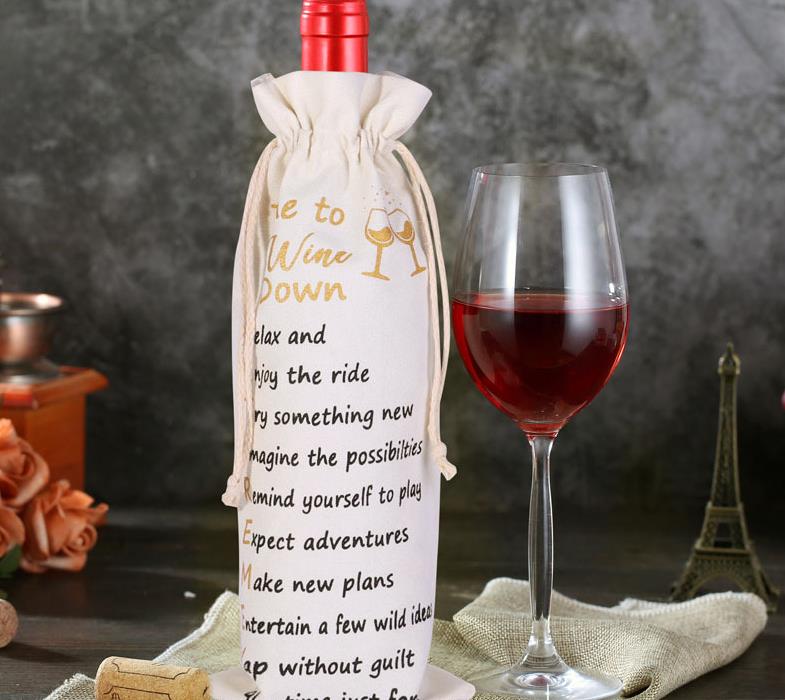 14x5.5inch Christmas Decorations Sublimation Blank Wine Bottle Bags with Drawstrings Reusable gift bag Bulk for Halloween Christmas DIY Wedding Party 