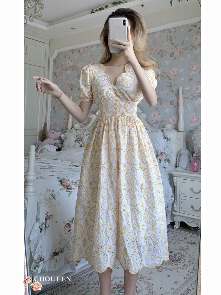 Strawberries Printed A line Dress Short Sleeve Sexy Dresses School Retro Clothes Female Women Clothing Harajuku Korean Fashion 220518