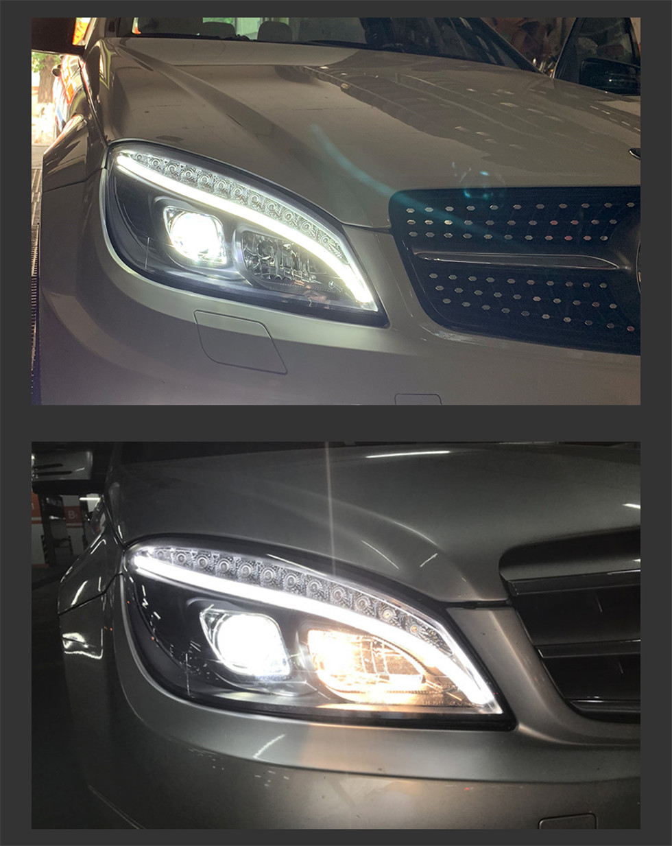 Headlight Assembly For W204 C200 C300 C260 2007-2010 Xenon Bulb Headlight High Beam Daytime Lights Turn Signal