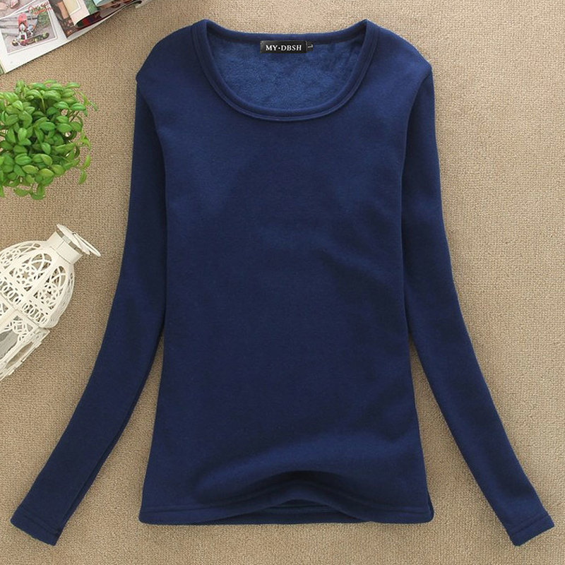 Winter Plus Velvet Long Sleeve Shirt Women Warm Thick T Vintage Streetwear Camiseta Feminina Slim Ladies Tops Tshirt 220321