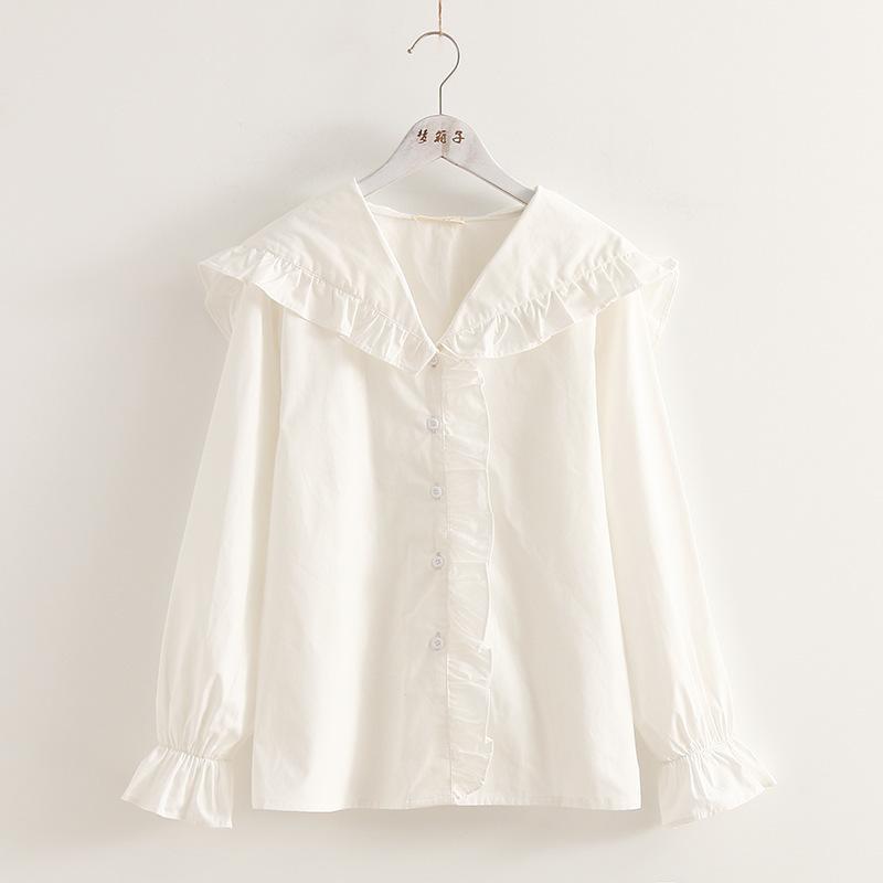 Japan Style Women's Shirts Mori Girl Ruffle Sailor Collar Long Sleeve Shirt Cotton White Spring Girls Female Blouse Tops Blouses &
Japan Style Women's Shirts Mori Girl Ruffle Sailor Collar Long Sleeve Shirt Cotton White Spring Girls Female Blouse Tops Blouses &