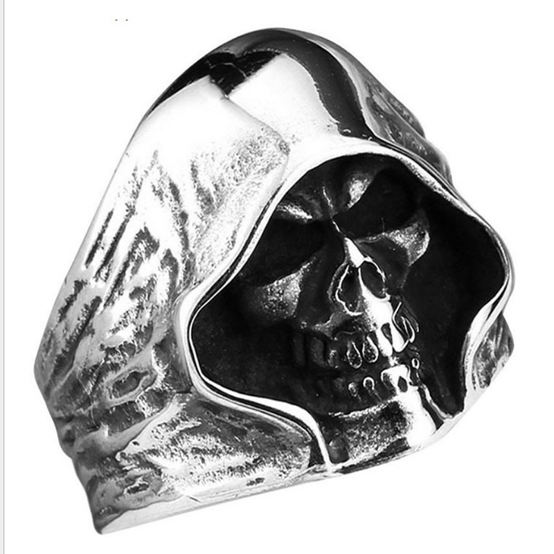 Cool Mexican Style Antique Silver Skull Ring Punk Jewelry for Mens Gift