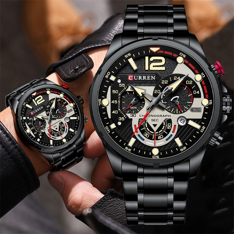 CURREN Casual Business Chronograph Waterproof Stainless Steel Watch Mens Luxury Fashion Quartz Men Watches 220407, Black
CURREN Casual Business Chronograph Waterproof Stainless Steel Watch Mens Luxury Fashion Quartz Men Watches 220407, Black