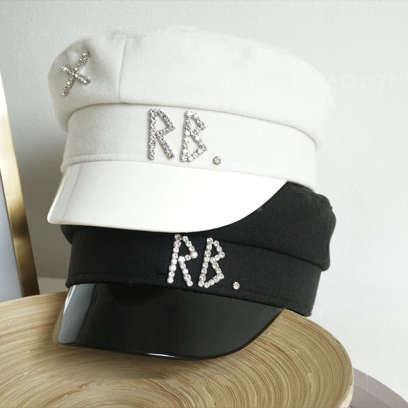 USPOP Women Hats Crystal baker boy hat Wool sboy Caps Female Flat Militray Visor S-XL 220507