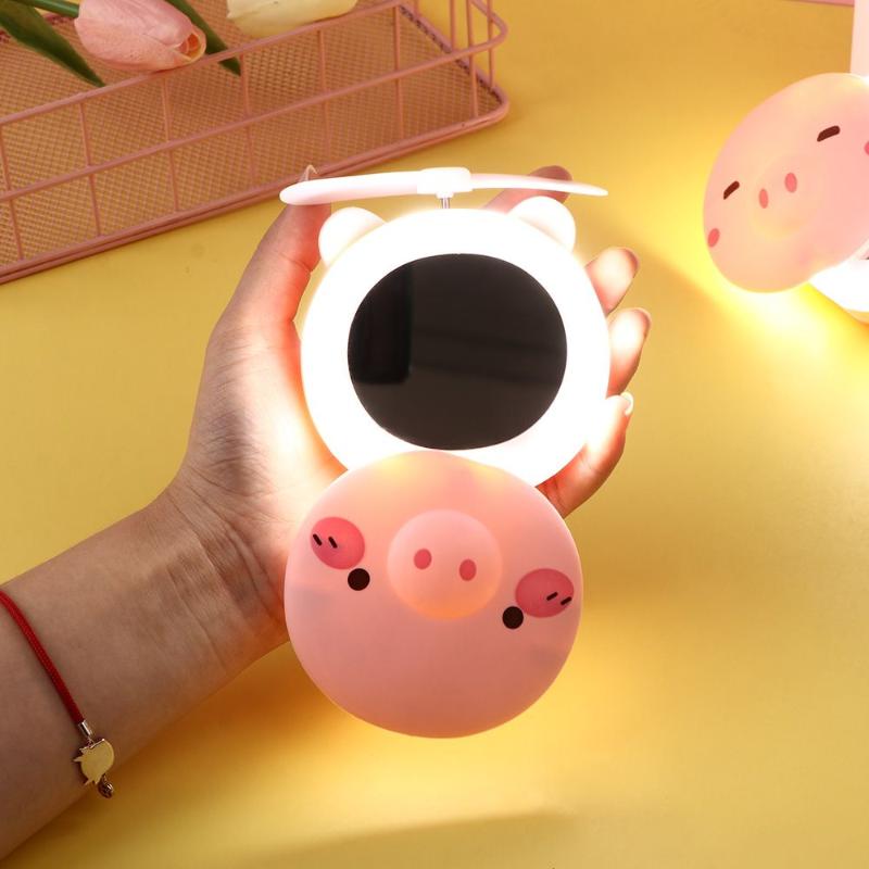 Compact Mirrors Creative LED Portable Cartoon Pig Makeup Mirror With Light Mini Rechargeable Vanity Fan USB PortableCompact
Compact Mirrors Creative LED Portable Cartoon Pig Makeup Mirror With Light Mini Rechargeable Vanity Fan USB PortableCompact