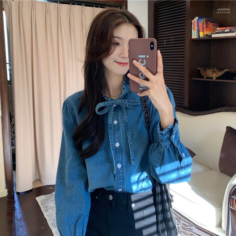 Women' Blouses & Shirts All Match Single Breasted Blue Jean For Women Flounced Edge Denim Tops Long Sleeve Elegant Simple Spring Vere22
Women' Blouses & Shirts All Match Single Breasted Blue Jean For Women Flounced Edge Denim Tops Long Sleeve Elegant Simple Spring Vere22