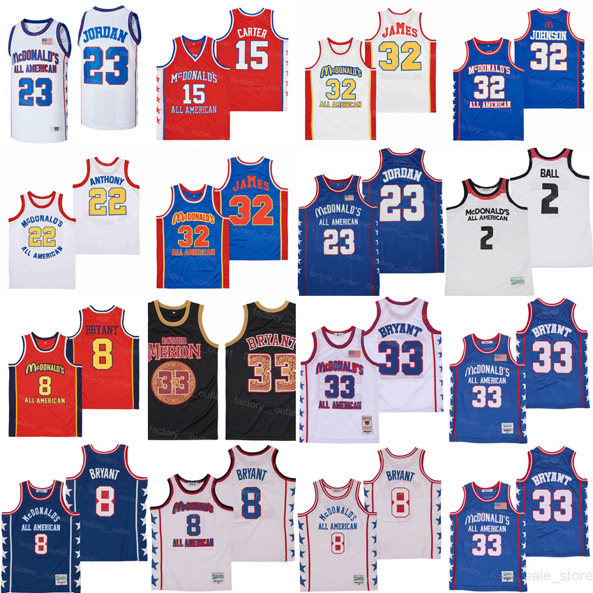 Movie MCDONALDS Basketball Jersey ALL AMERICAN Vince Carter 15 LEBRON JAMES 32 LONZO BALL 2 Carmelo 22 MAGIC JOHNSON BRYANT 33 All Stitched Blue White Orange College
Movie MCDONALDS Basketball Jersey ALL AMERICAN Vince Carter 15 LEBRON JAMES 32 LONZO BALL 2 Carmelo 22 MAGIC JOHNSON BRYANT 33 All Stitched Blue White Orange College