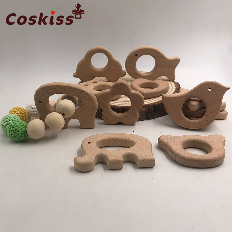 Wooden Teethers 11pc Nature Baby Teething Toy Organic Eco-friendly Infants Nursing Teething Holder Nursing Baby Teether Gift 220507