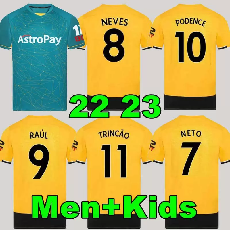 22 23 Wolves Soccer Jerseys RAUL NETO NEVES 2022 2023 away Wanderers KILMAN J.OTTO PODENCE HEE CHAN TRINCAO Wolverhampton Top Football Shirts Men Kids Kits 222, Yellow
22 23 Wolves Soccer Jerseys RAUL NETO NEVES 2022 2023 away Wanderers KILMAN J.OTTO PODENCE HEE CHAN TRINCAO Wolverhampton Top Football Shirts Men Kids Kits 222, Yellow